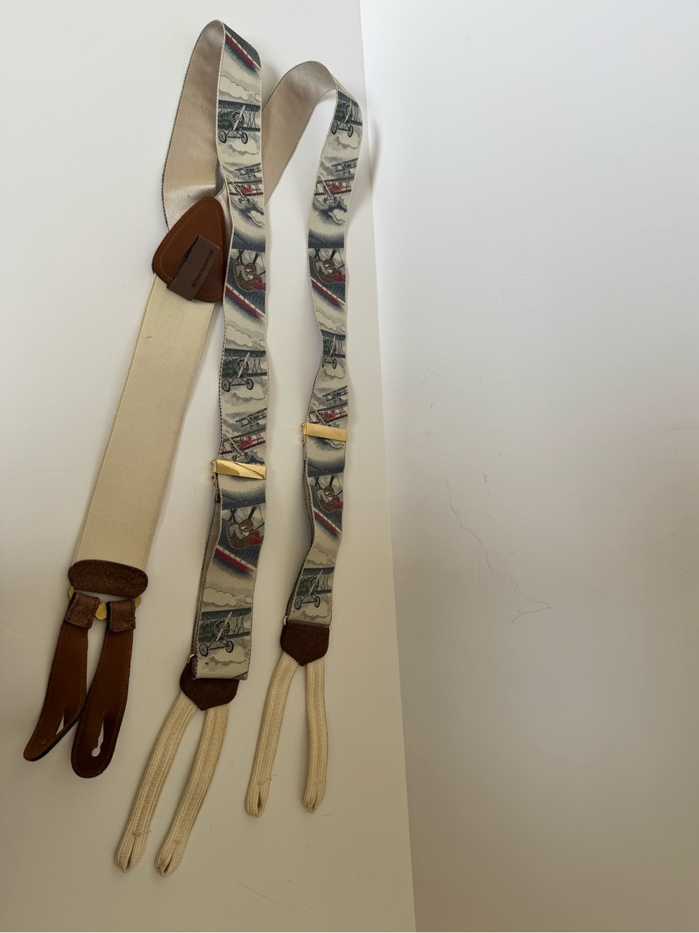 Vintage Trafalgar Amelia Earhart Airplane Motif Suspenders Braces